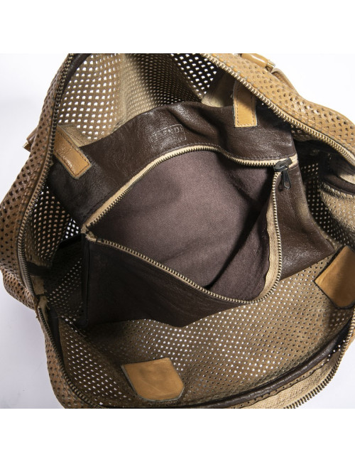 Sac FENDI cuir perforé beige Vintage