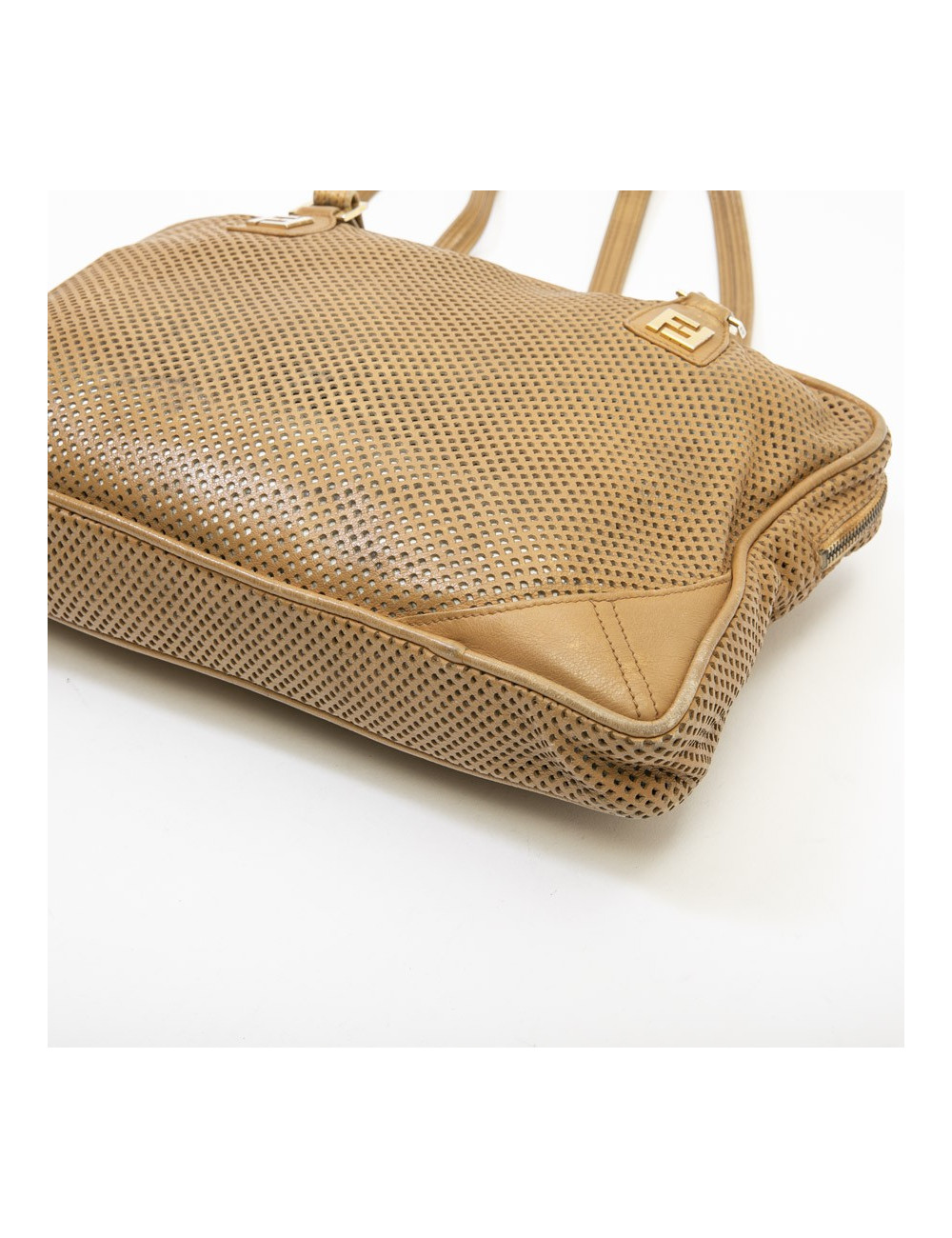 Sac FENDI cuir perforé beige Vintage