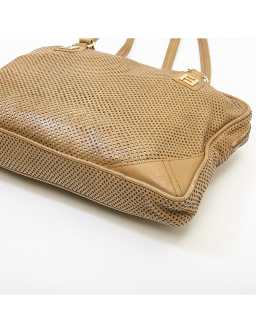 Sac FENDI cuir perforé beige Vintage