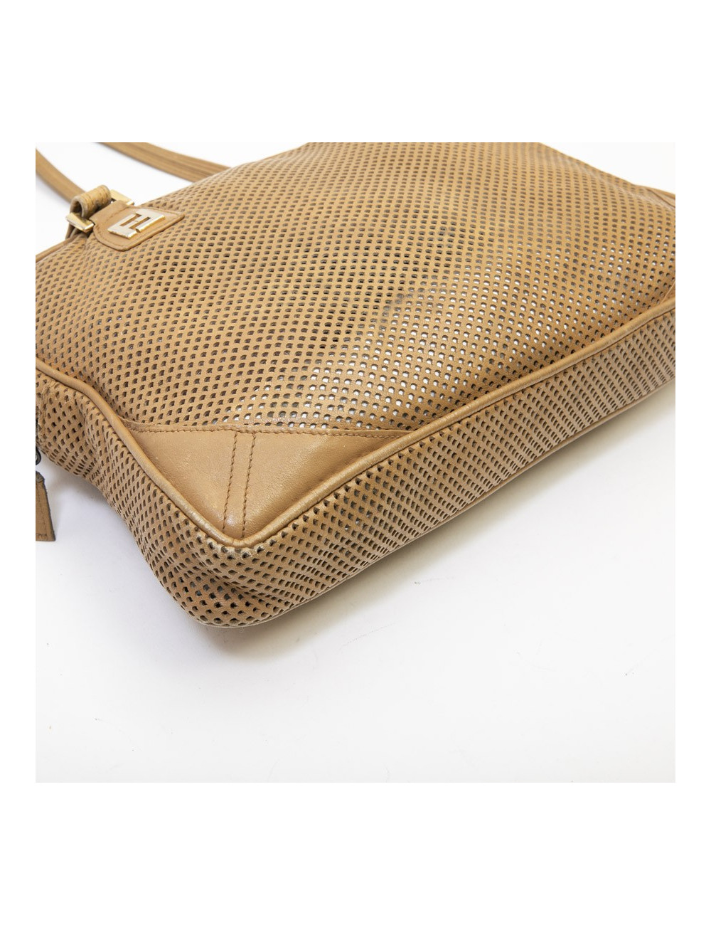Sac FENDI cuir perforé beige Vintage
