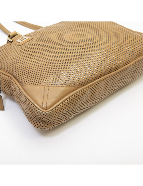 Sac FENDI cuir perforé beige Vintage