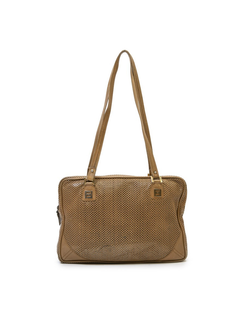 Sac FENDI cuir perforé beige Vintage
