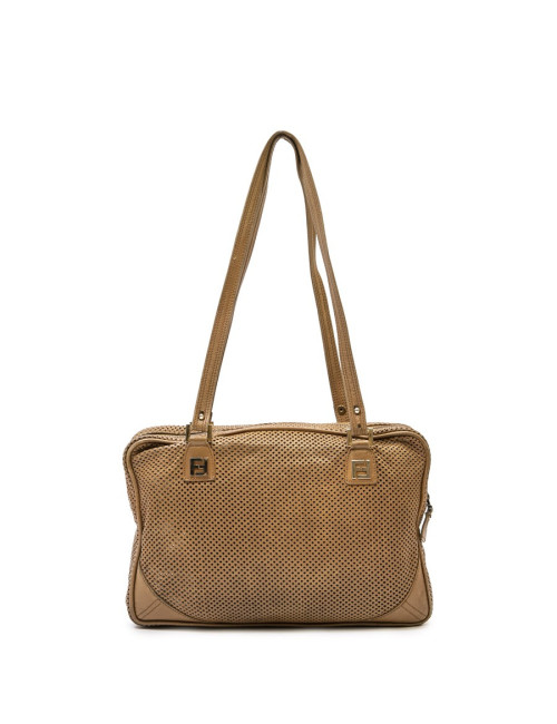 Sac FENDI cuir perforé beige Vintage