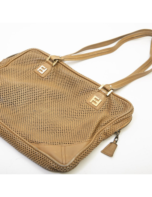 Sac FENDI cuir perforé beige Vintage