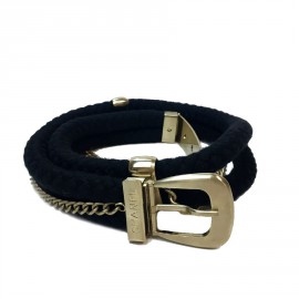 CHANEL belt in black rope and gilt metal