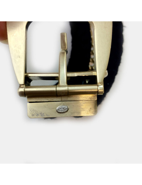 CHANEL belt in black rope and gilt metal