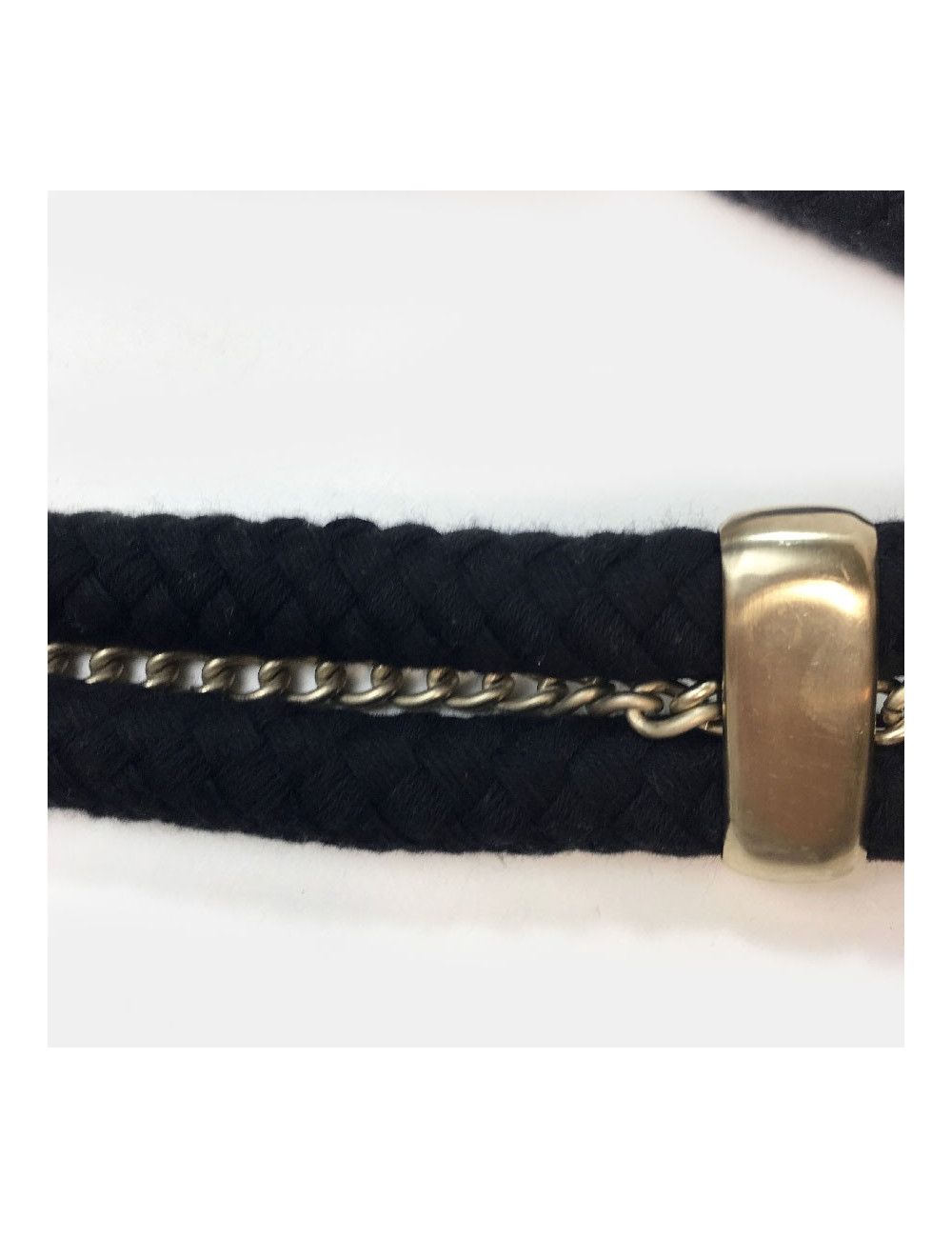 CHANEL belt in black rope and gilt metal