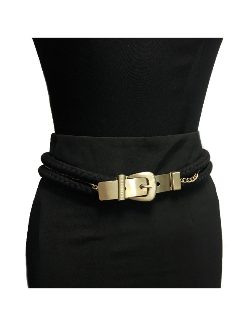 Ceinture CHANEL cordes et métal doré mat
