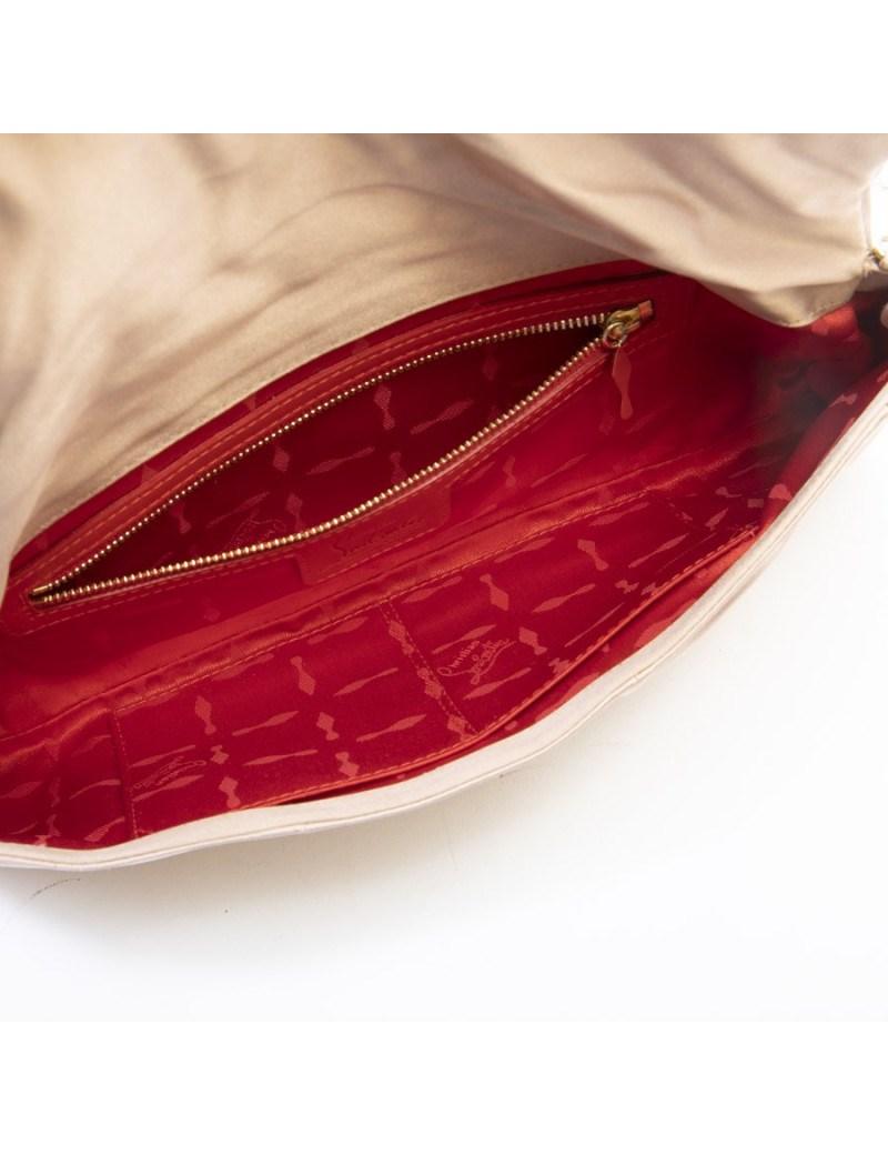 Sac CHRITIAN LOUBOUTIN en satin duchesse beige rosé