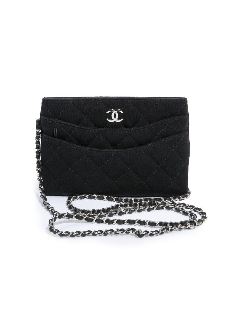 Pochette CHANEL jersey chaine argent