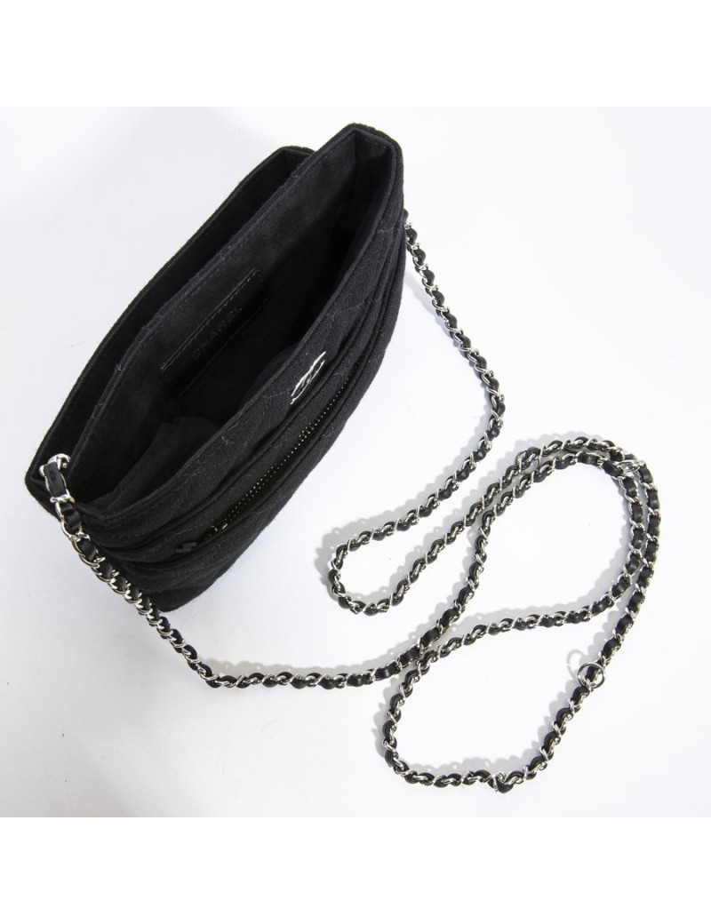 Pochette CHANEL jersey chaine argent