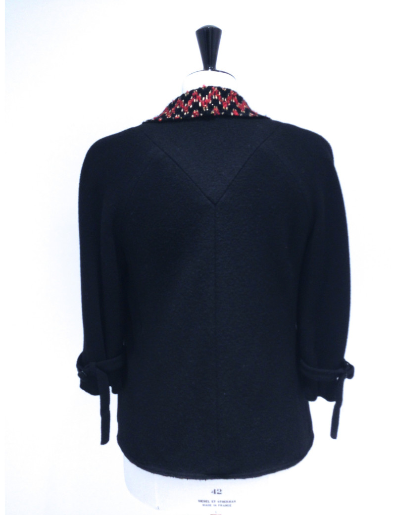 Veste CHANEL noire en laine, cachemire et tweed T 36