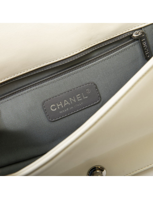 CHANEL boy bag in ecru galuchat