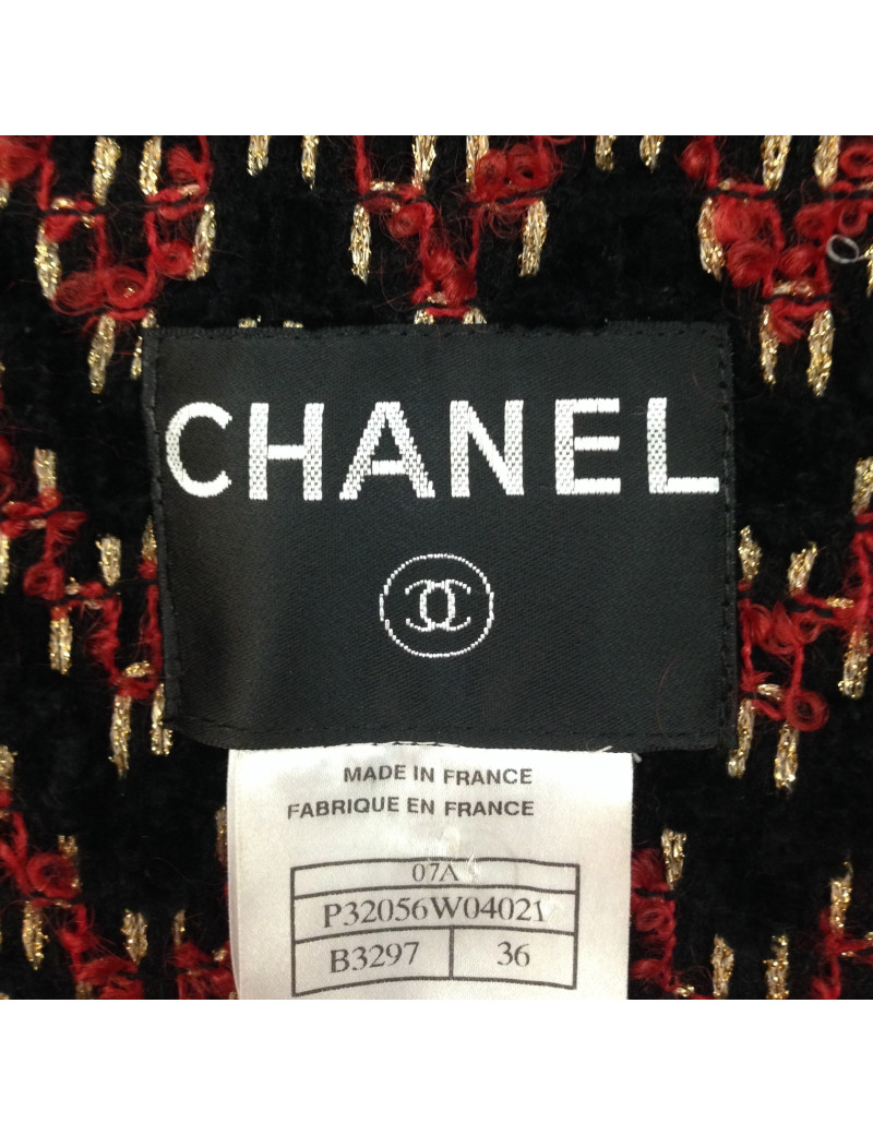 Veste CHANEL noire en laine, cachemire et tweed T 36