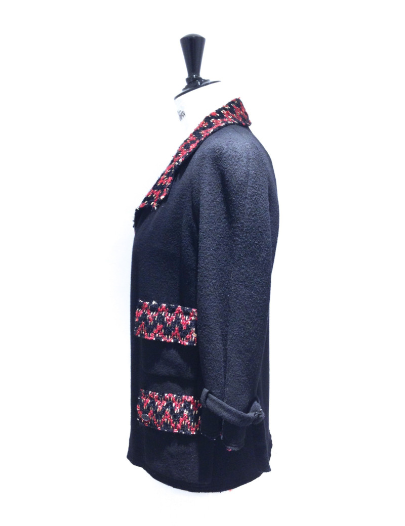 Veste CHANEL noire en laine, cachemire et tweed T 36