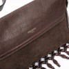 YSL SAINT LAURENT vintage bag in brown leather, velvelt calfskin and beads