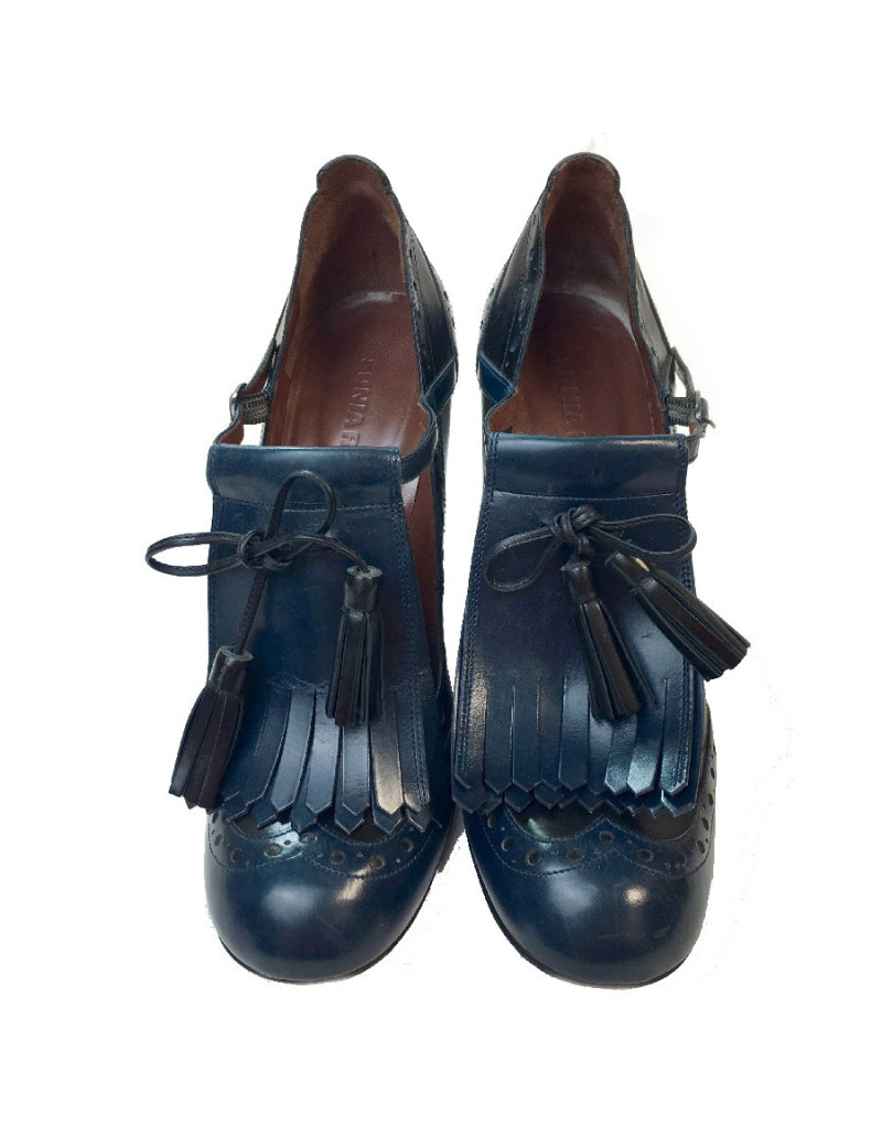 Escarpins à bouts fleuris SONIA RYKIEL cuir noir