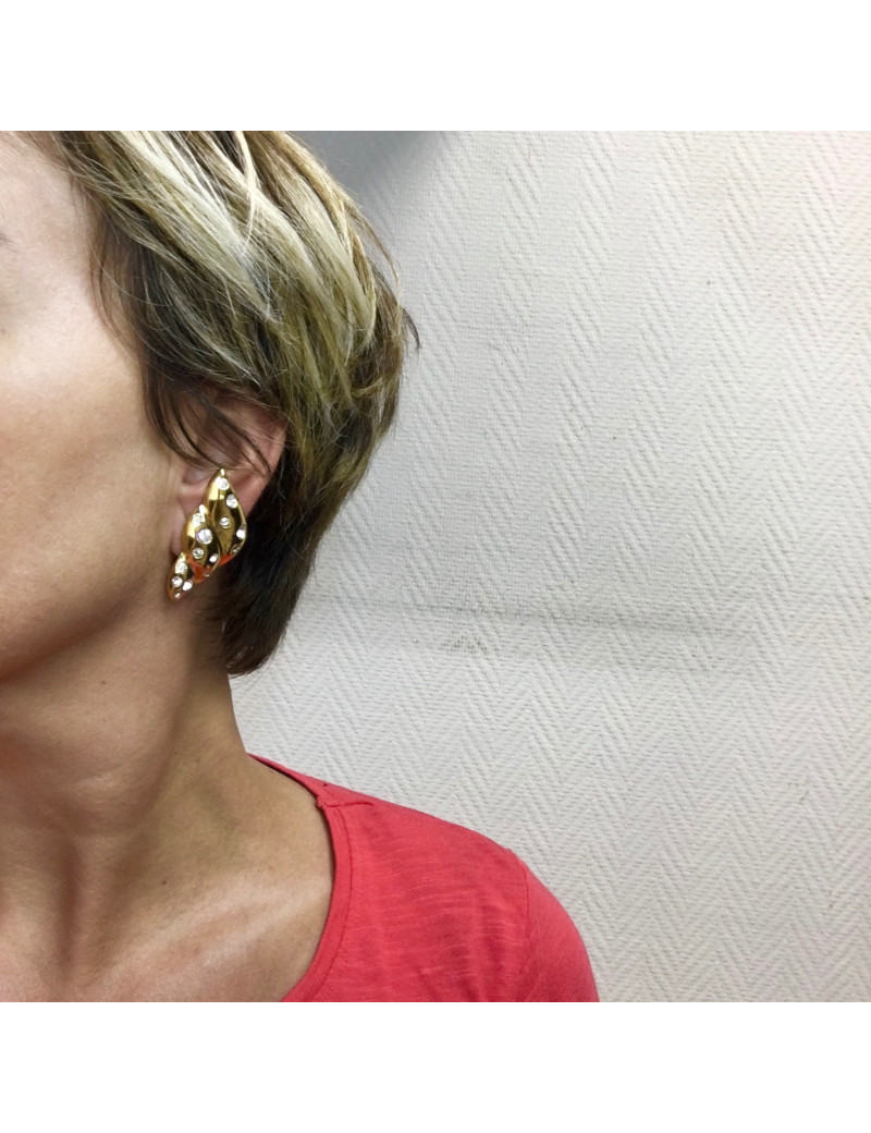 Boucles d'oreilles Clips YSL doré Vintage