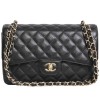 Chanel jumbo double flap bag in black caviar leather