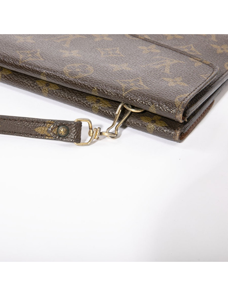 LOUIS VUITTON vintage double clutch bag in brown monogram canvas