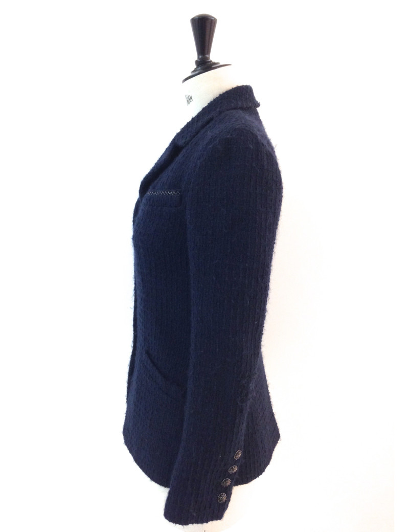 Veste CHANEL en tweed bleu marine T 38