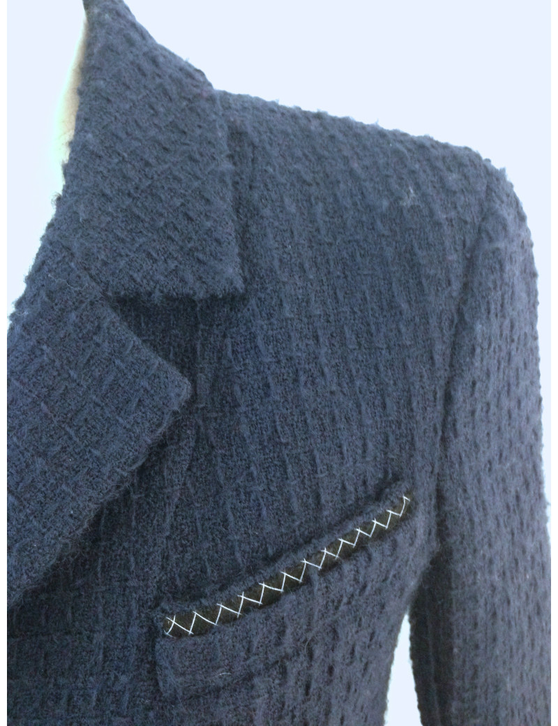 Veste CHANEL en tweed bleu marine T 38