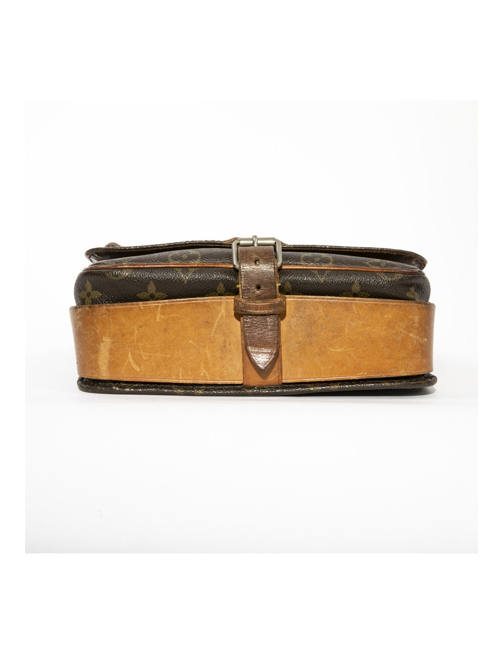 LOUIS VUITTON vintage satchel bag in brown monogram canvas and leather