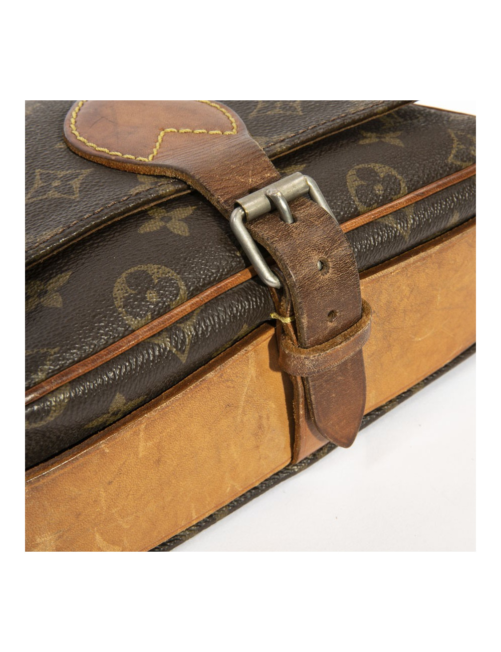 LOUIS VUITTON vintage satchel bag in brown monogram canvas and leather