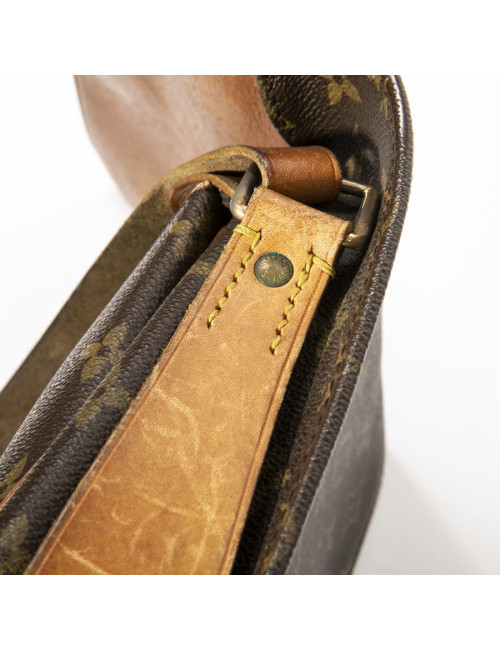 LOUIS VUITTON vintage satchel bag in brown monogram canvas and leather