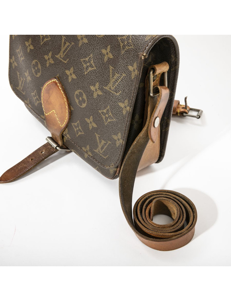 LOUIS VUITTON vintage satchel bag in brown monogram canvas and leather