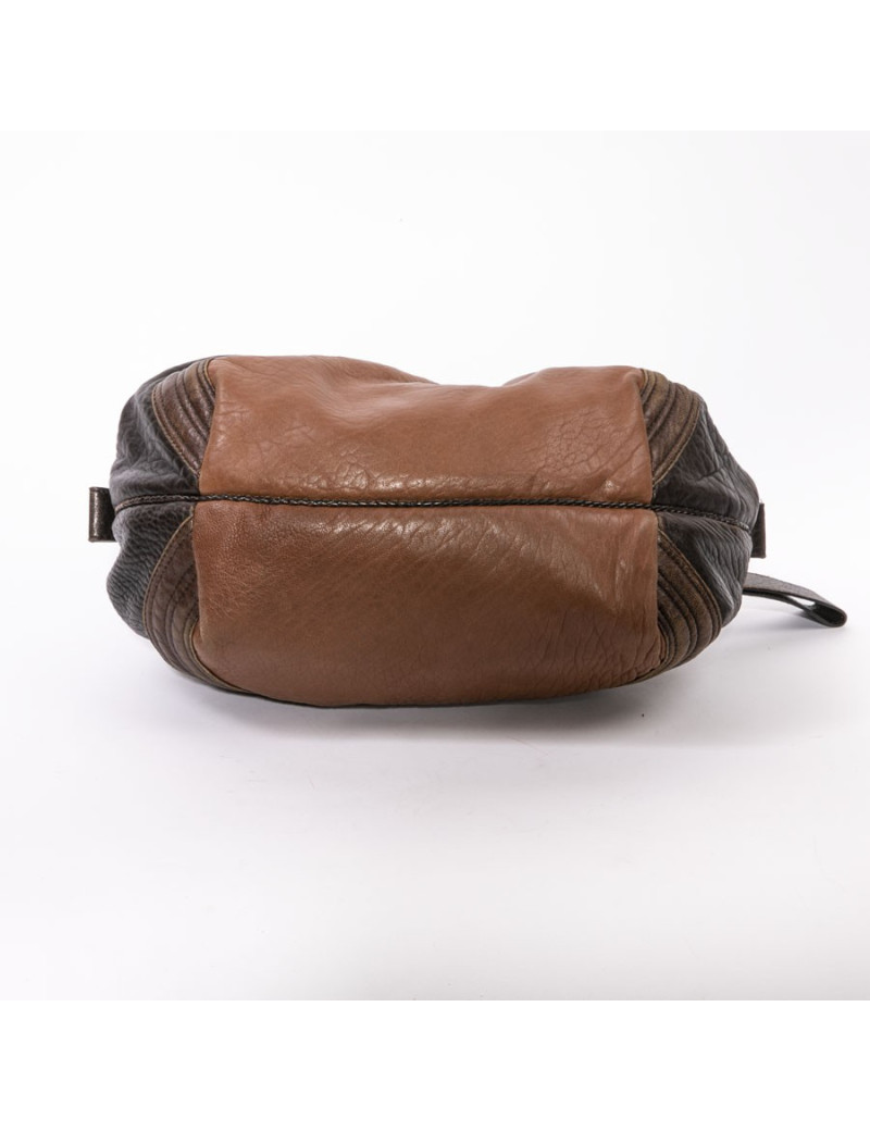 FENDI mini  bag Spy model in light and dark brown leather