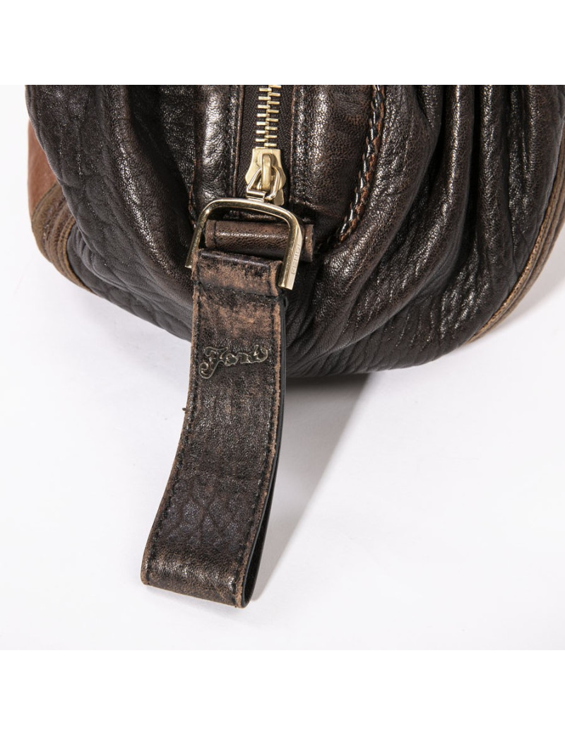 FENDI mini  bag Spy model in light and dark brown leather