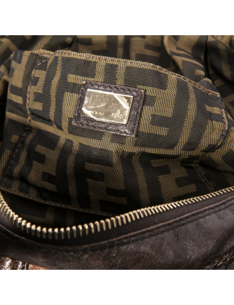 FENDI mini  bag Spy model in light and dark brown leather