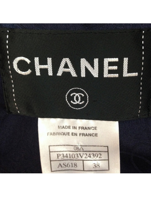 Veste CHANEL en tweed bleu marine T 38