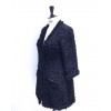 Veste CHANEL mi-longue en tweed noir irisé T 34
