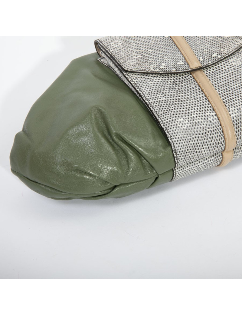 Francesca Castagnacci green leather and genuine lezard clutch 