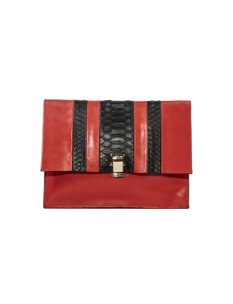 Pochette PROENZA SCHOULER cuir rouge et peau exotique noire