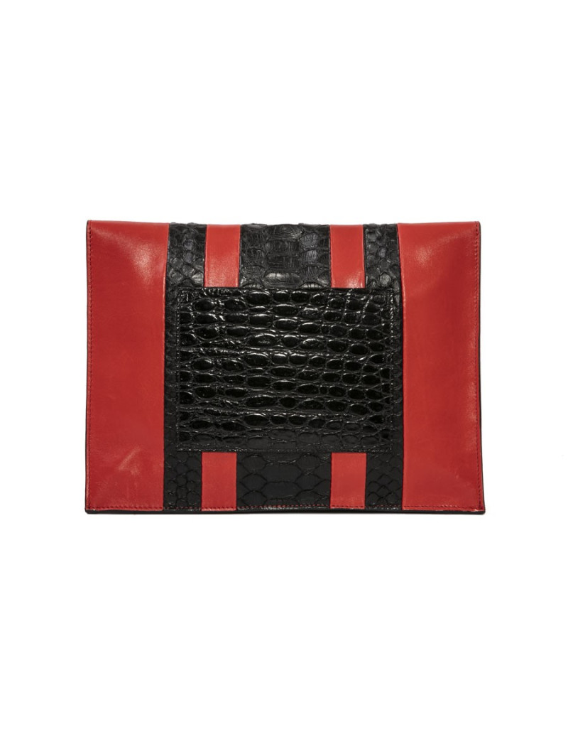 Pochette PROENZA SCHOULER cuir rouge et peau exotique noire