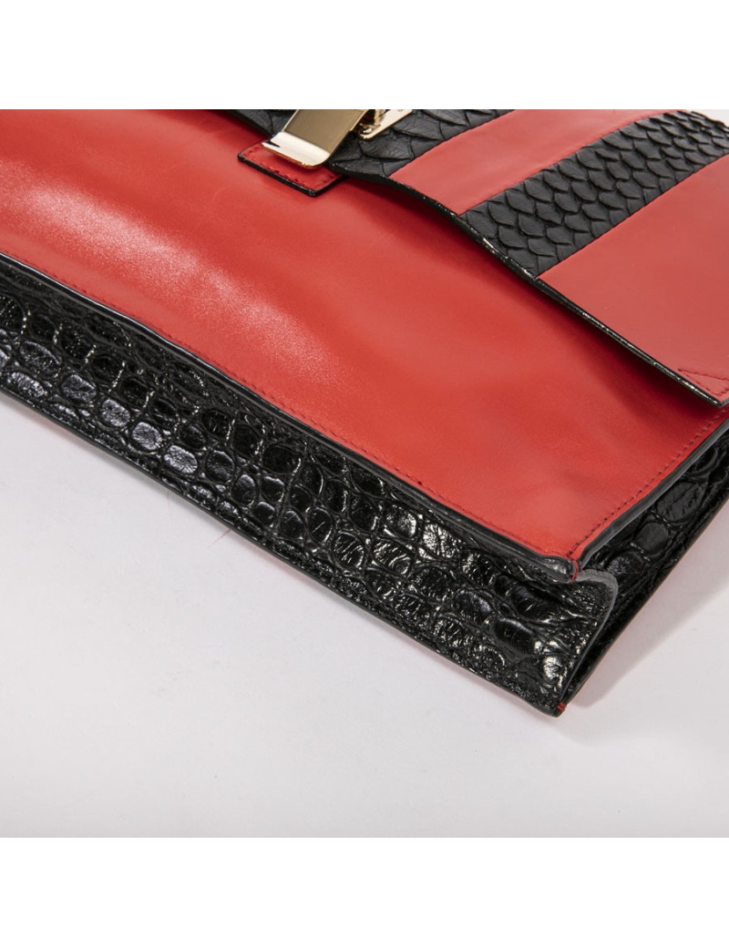 Pochette PROENZA SCHOULER cuir rouge et peau exotique noire