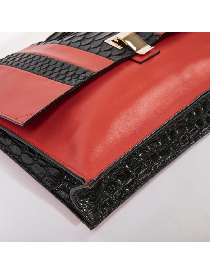 Pochette PROENZA SCHOULER cuir rouge et peau exotique noire