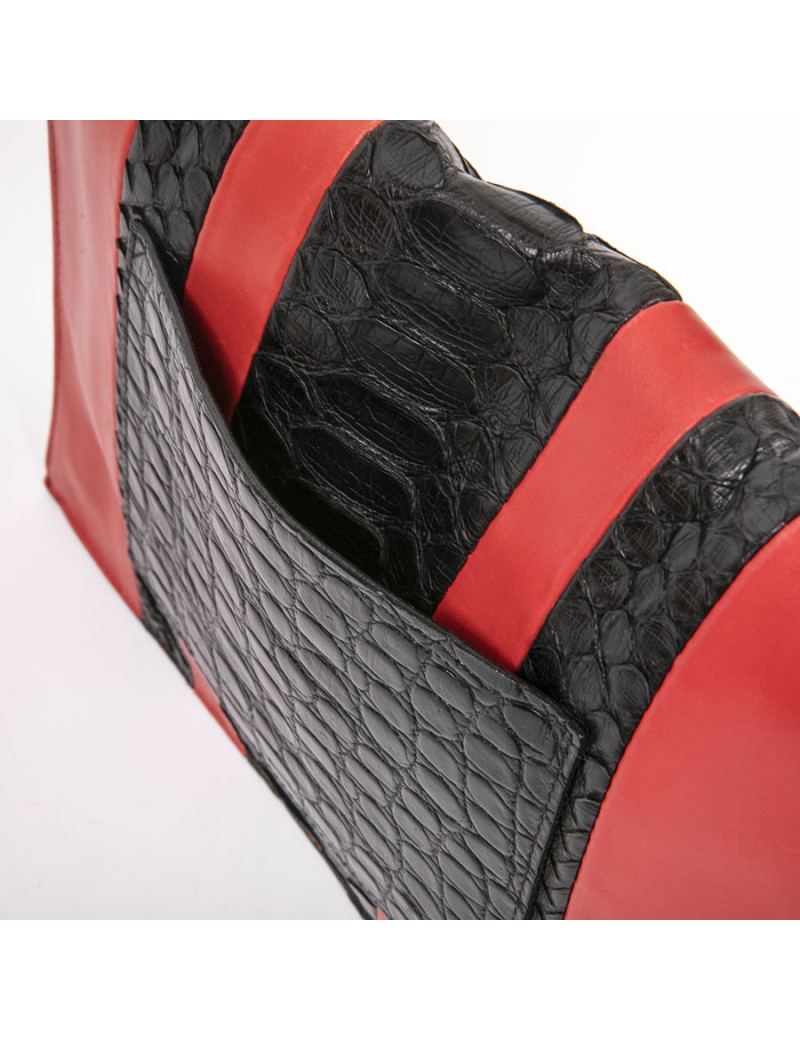 Pochette PROENZA SCHOULER cuir rouge et peau exotique noire