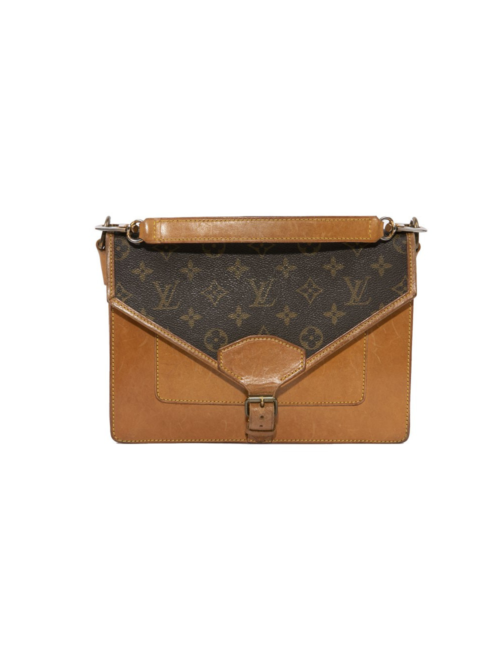 LOUIS VUITTON vintage double bag in brown monogram canvas and leather