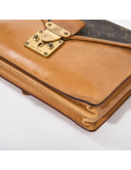 LOUIS VUITTON vintage double bag in brown monogram canvas and leather