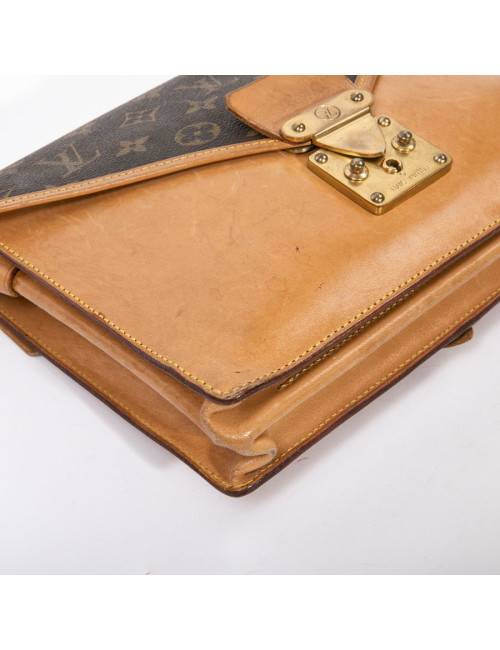 LOUIS VUITTON vintage double bag in brown monogram canvas and leather