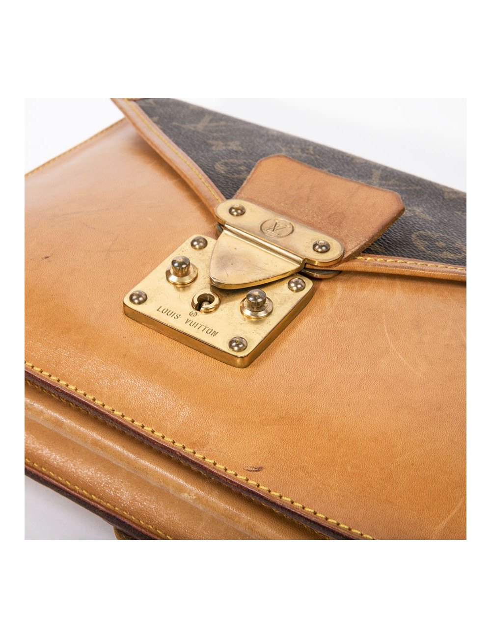 LOUIS VUITTON vintage double bag in brown monogram canvas and leather