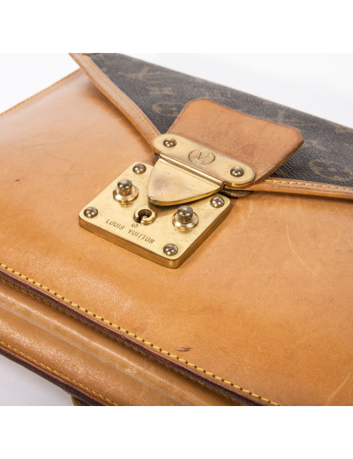 LOUIS VUITTON vintage double bag in brown monogram canvas and leather