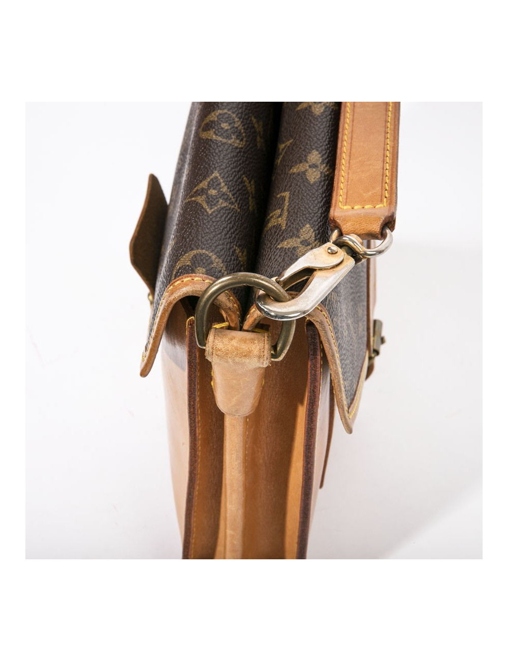 LOUIS VUITTON vintage double bag in brown monogram canvas and leather