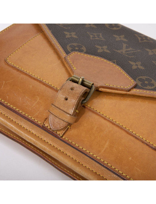 LOUIS VUITTON vintage double bag in brown monogram canvas and leather
