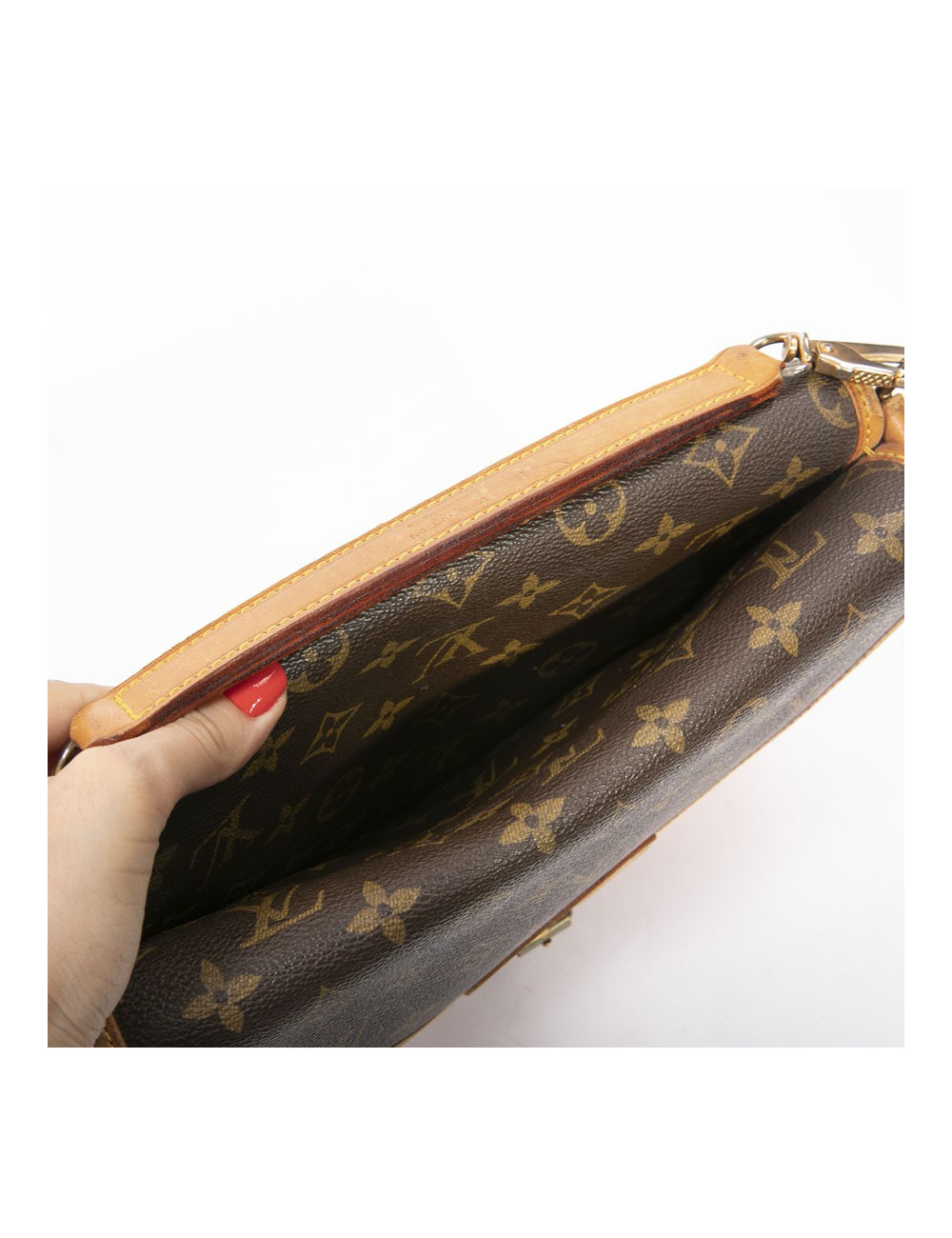 LOUIS VUITTON vintage double bag in brown monogram canvas and leather