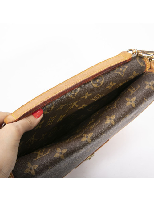 LOUIS VUITTON vintage double bag in brown monogram canvas and leather